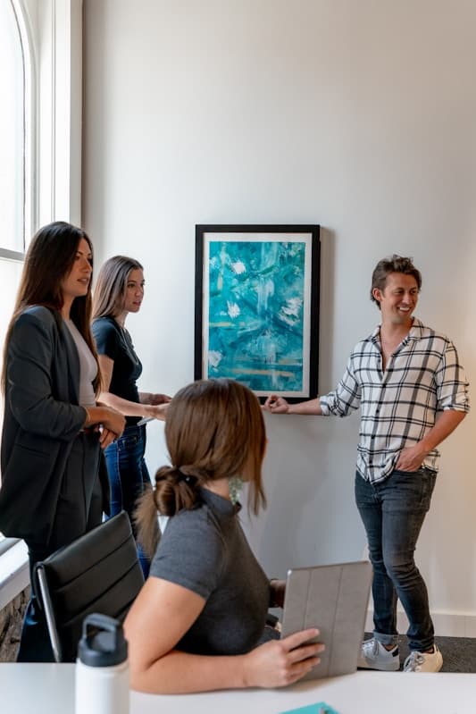 gallery exhibition with artworks
